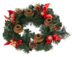 Advent Wreath, Traditional with Pine Cones, Red Bows